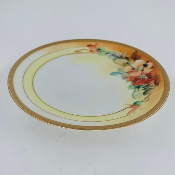 RS Germany Vintage Porcelain Plate 6.5" Hand Painted Red Pink Signed M E Geyer - Picture 3 of 6